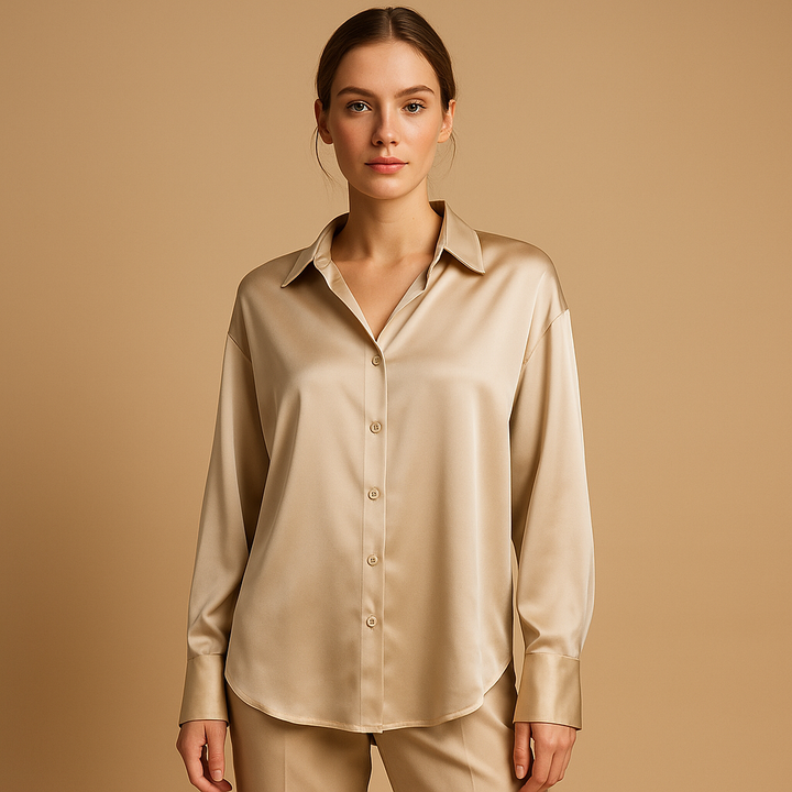 Blandine™ | Bluzka Satynowa z Kołnierzem