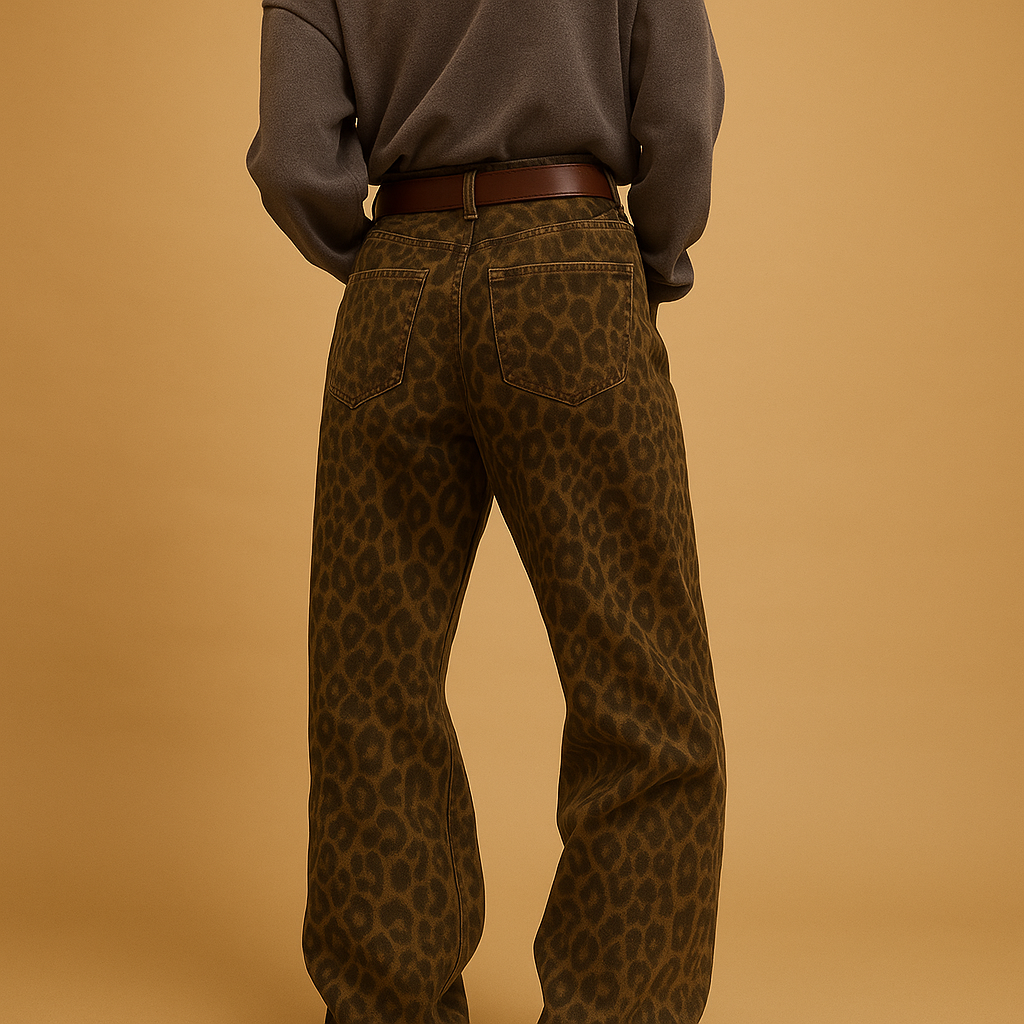 Élodie™ | Spodnie Dżinsowe Slim w Print Lwa