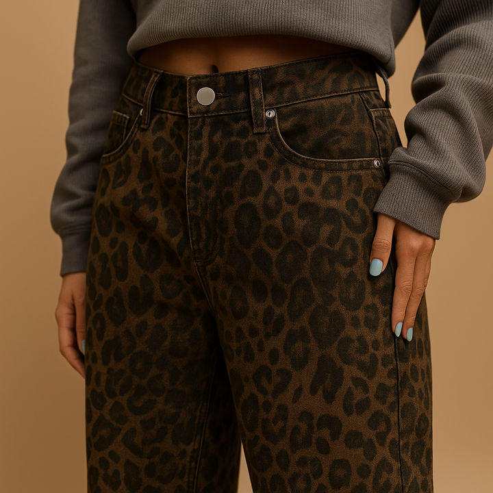 Élodie™ | Spodnie Dżinsowe Slim w Print Lwa