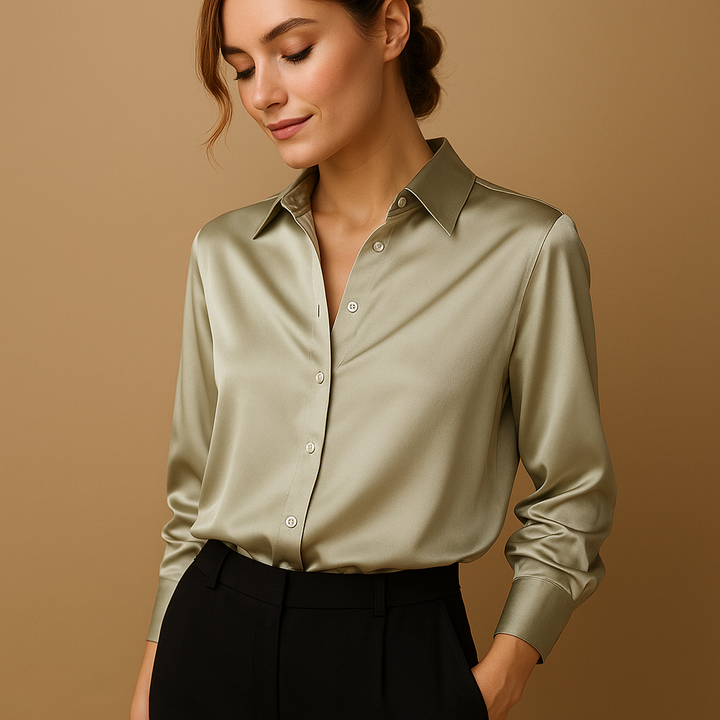 Léonie™ | Bluzka z Zapięciem w Serek