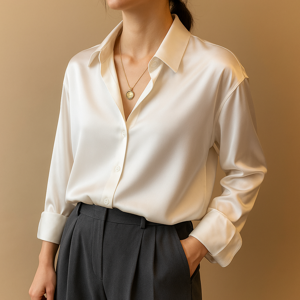 Léonie™ | Bluzka z Zapięciem w Serek
