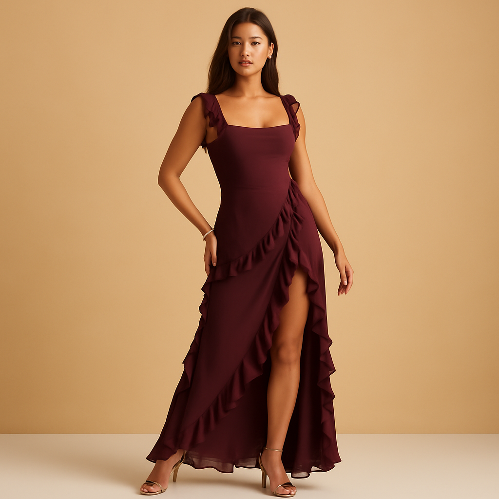 Maëlys™ | Sukienka Maxi z Falbanami