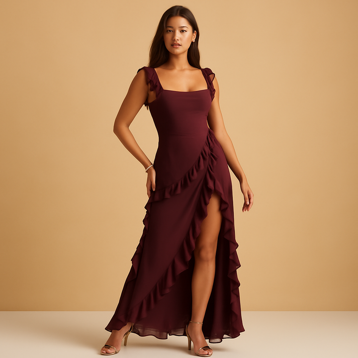 Maëlys™ | Sukienka Maxi z Falbanami