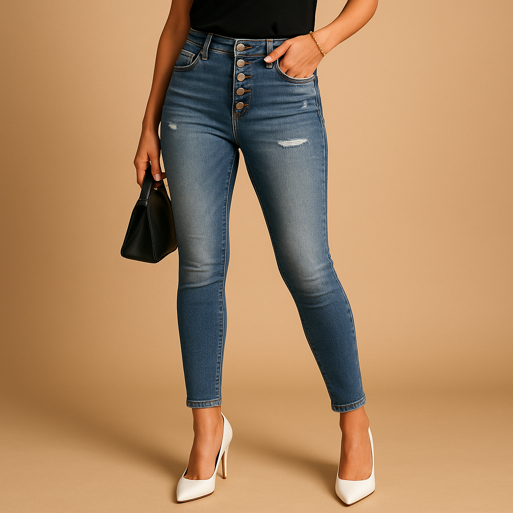 Claudine™ | Jeans Slim Z Przetarciami