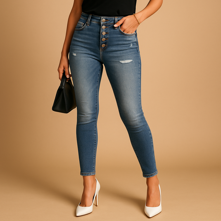 Claudine™ | Jeans Slim Z Przetarciami