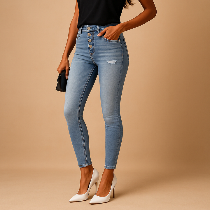 Claudine™ | Jeans Slim Z Przetarciami