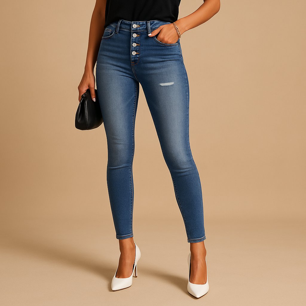 Claudine™ | Jeans Slim Z Przetarciami