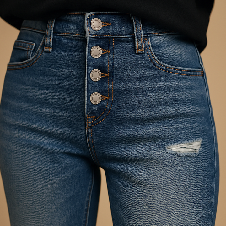 Claudine™ | Jeans Slim Z Przetarciami