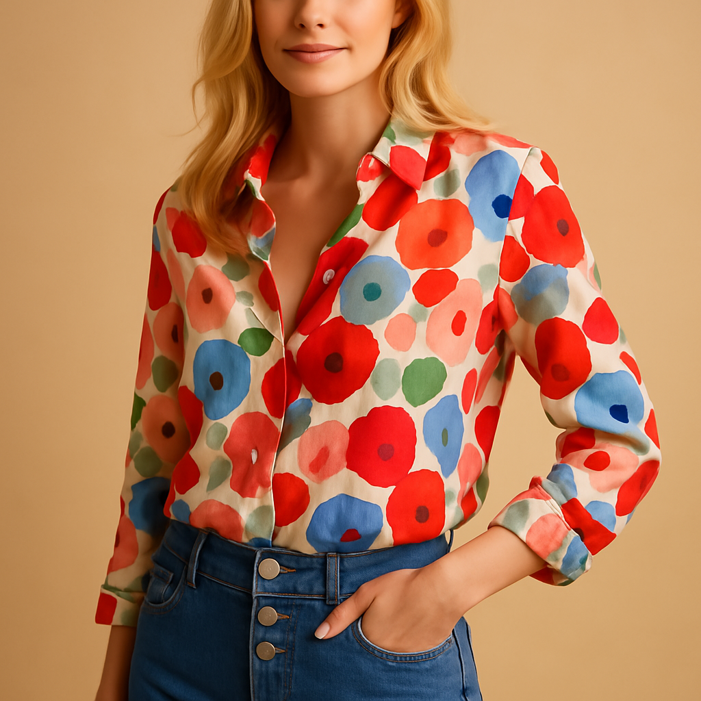 Ysaline™ | Bluzka Kwiatowa Czerwona