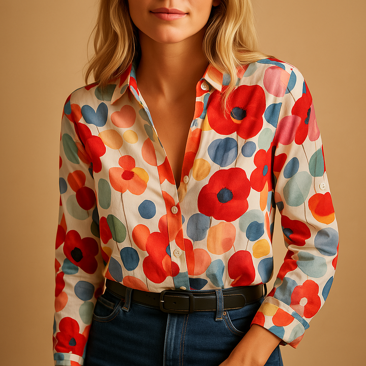 Ysaline™ | Bluzka Kwiatowa Czerwona